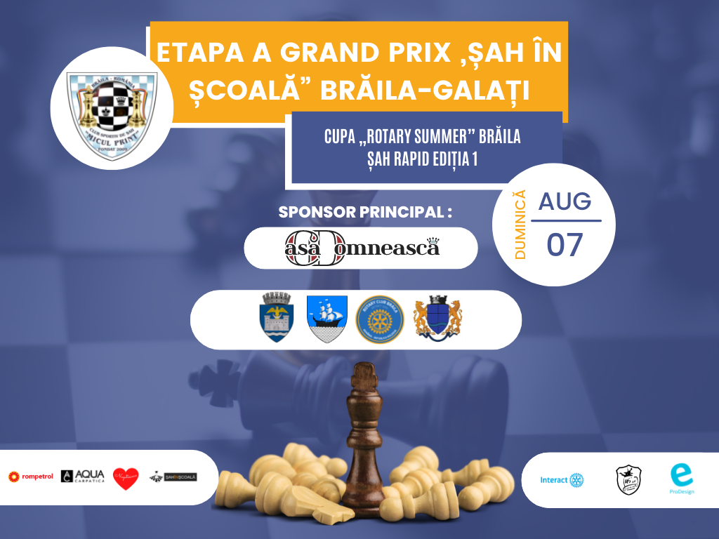 Cupa „Rotary Summer” Brăila șah rapid Ediția 1 – 07.08.2022 Etapa a Grand Prix „Șah în școală” Brăila-Galați